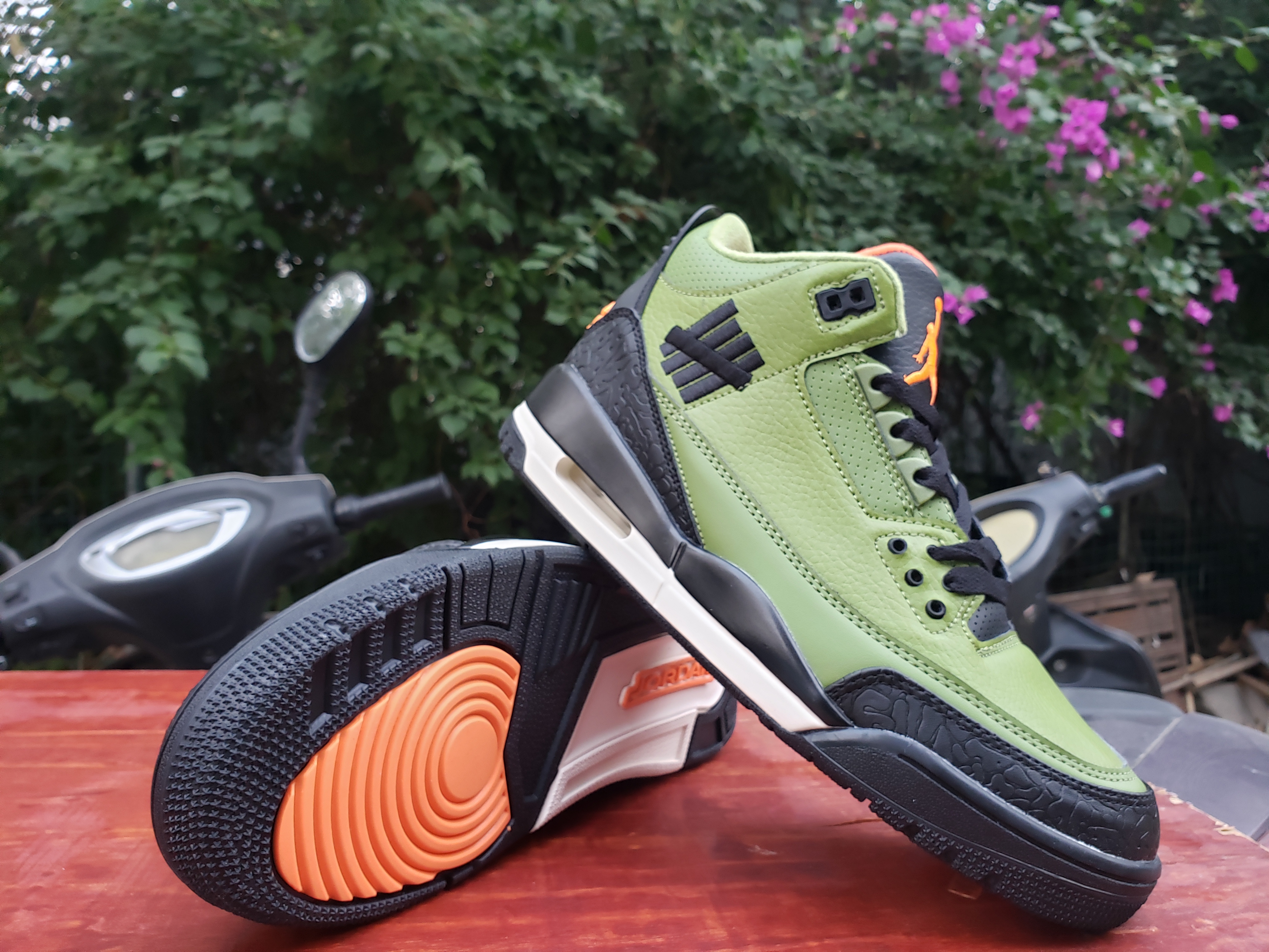 2020 Men Air Jordan 3 Retro Green Black Orange Shoes